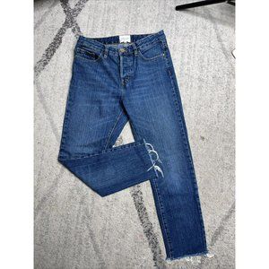 Sézane Jeans Sz 28 “Jean” Blue Cotton Button Fly Mid-Rise Crop Sezane Se’zane